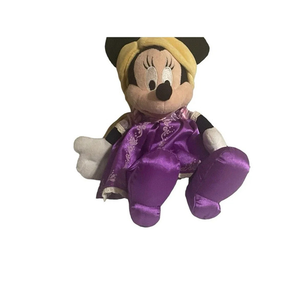 Plush Minnie Mouse Rapunzel Princess Disney Park14" w/Satin Dress Blond wig - Picture 6 of 12